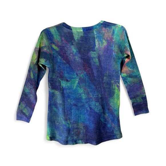 Soft Surroundings Painterly Artsy Print Tunic | V-Neck Lightweight Stretch Top S - Picture 2 of 9